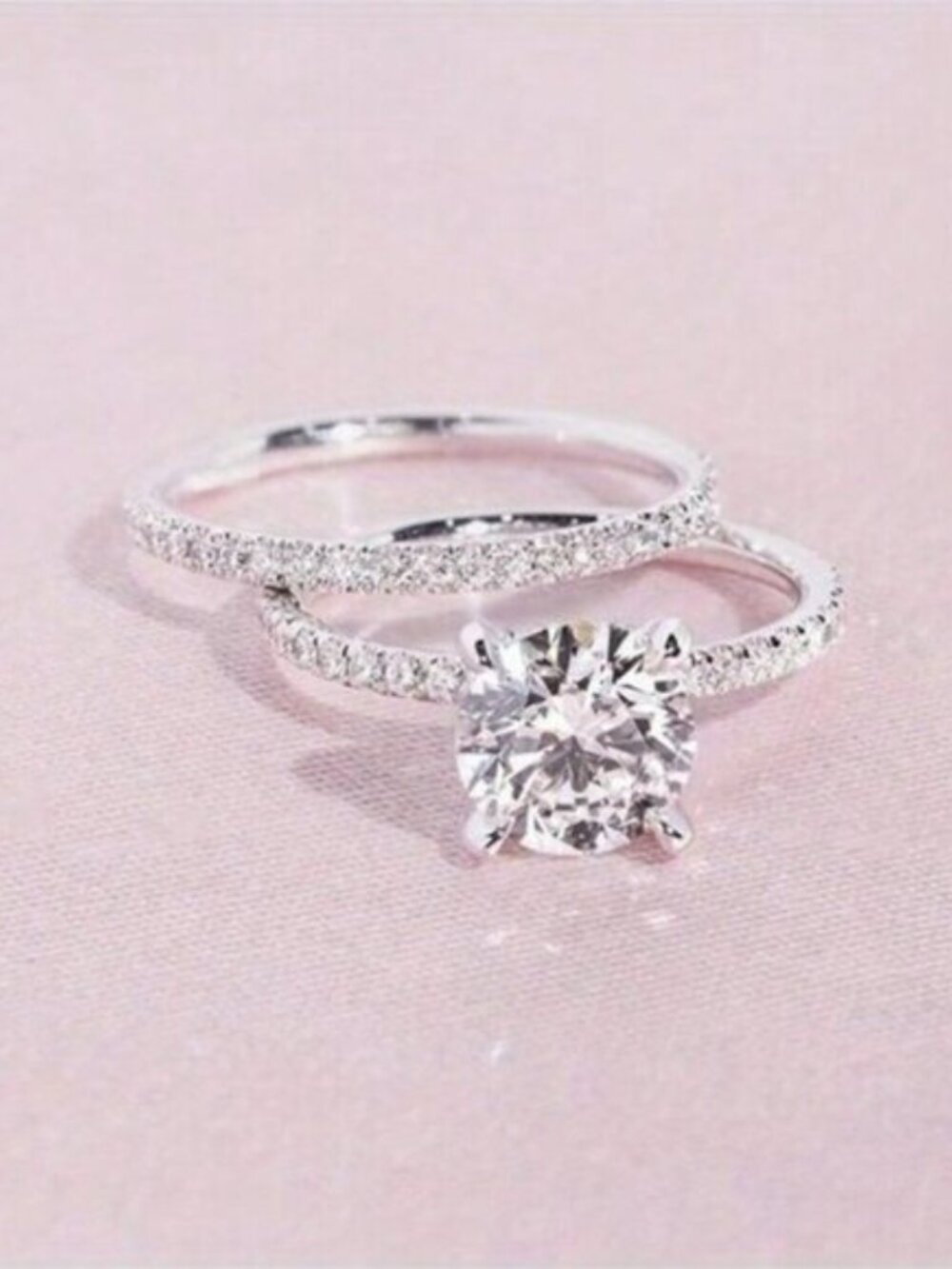 Sterling Silver Moissanite Engagement Ring Set